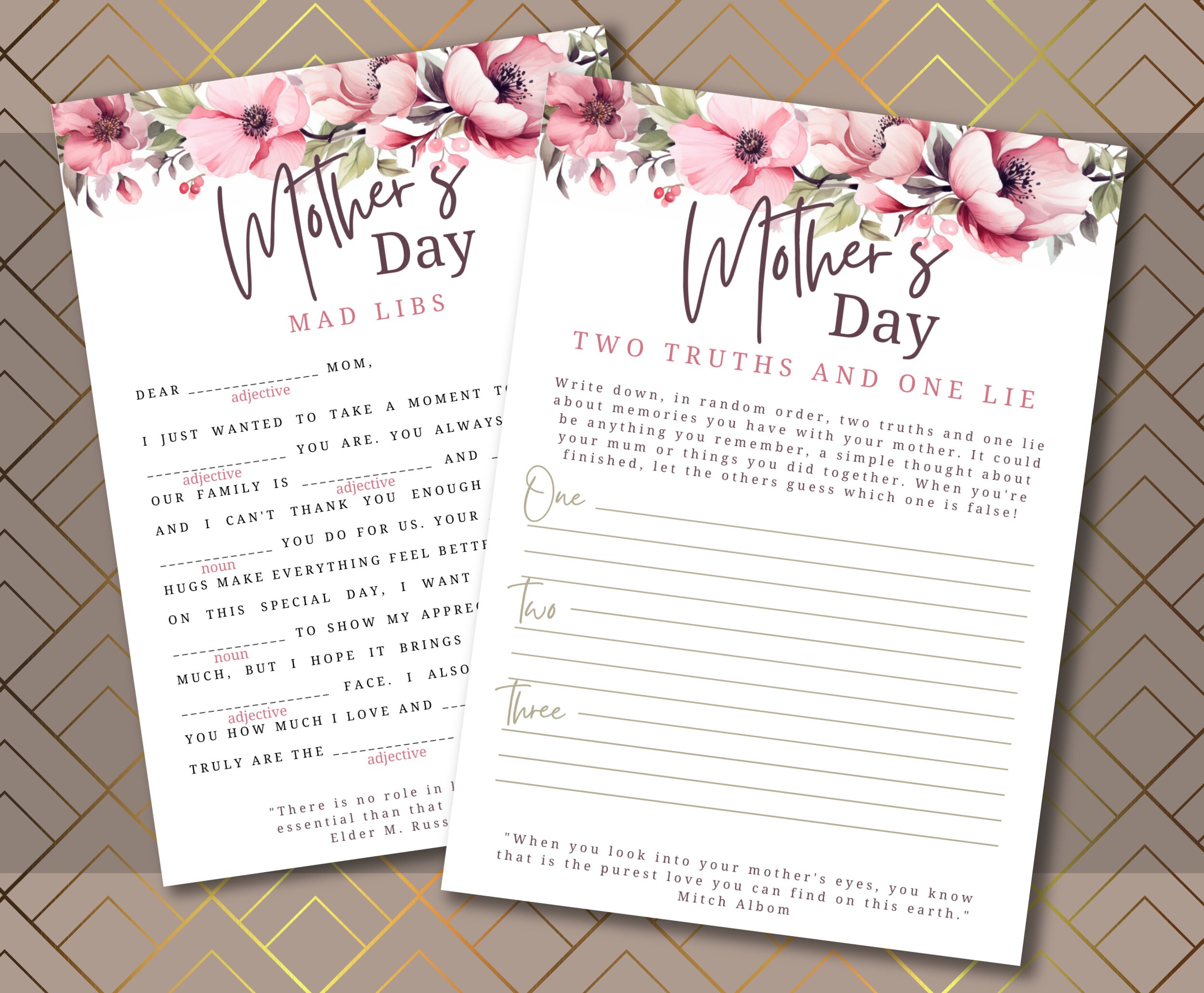 20pc Ultimate Floral Mother's Day Games Bundle Mothers Etsy