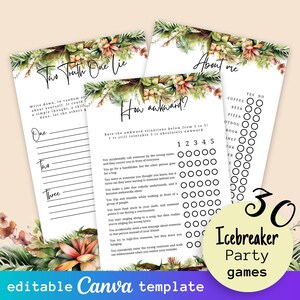 30-delige ultieme Icebreaker Party Games-bundel, afdrukbare Ice Breaker-vragen, Office Party Game-sjabloon, Happy Hour Bingo, tafelgesprek voor volwassenen