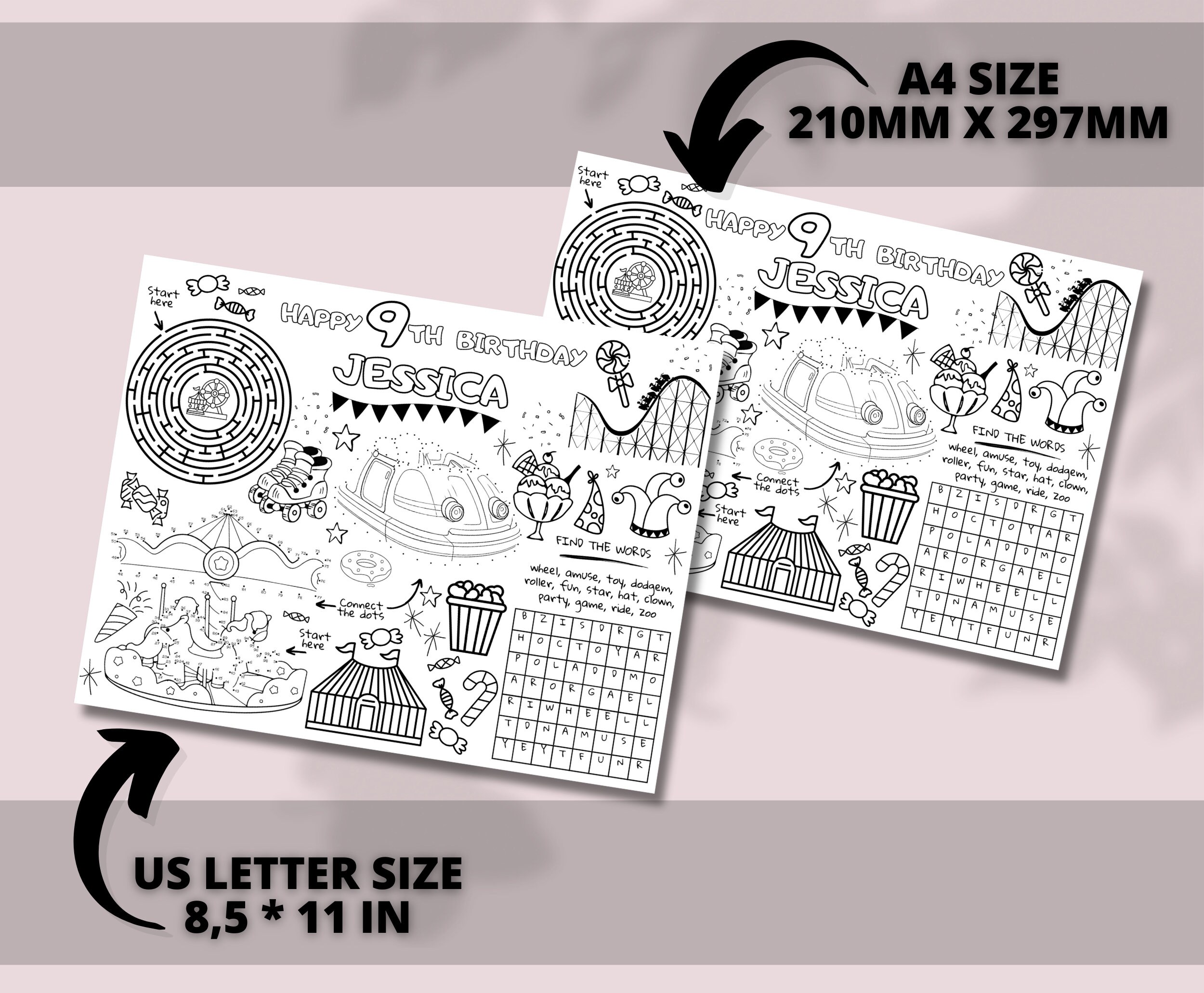 Editable Kids Party Activity Sheet for Commercial Use, Personalized ...
