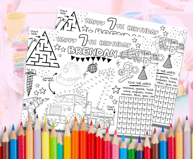 Editable Kids Party Activity Sheet Personalized Birthday - Etsy