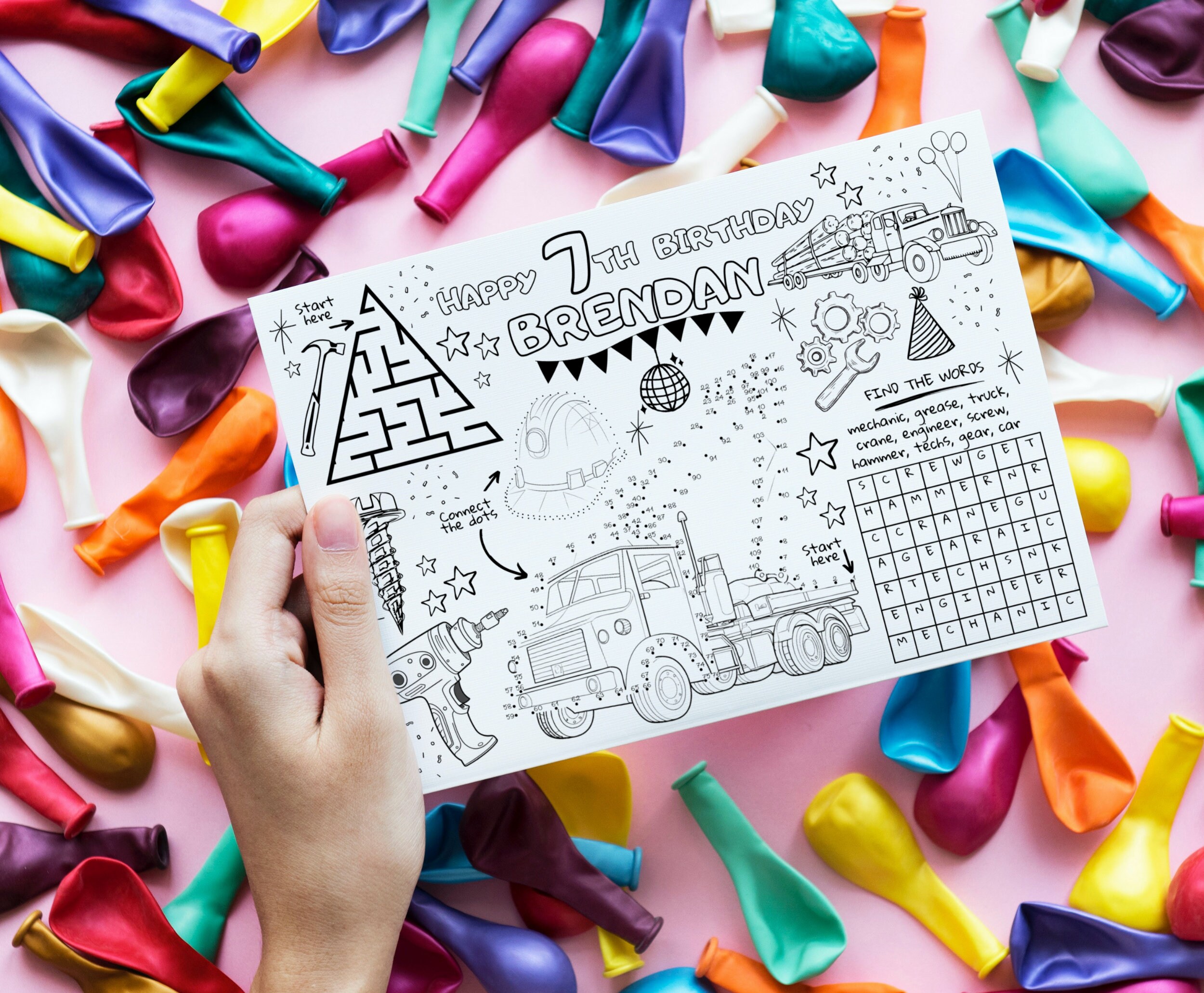 Editable Kids Party Activity Sheet, Personalized Birthday Coloring Page ...