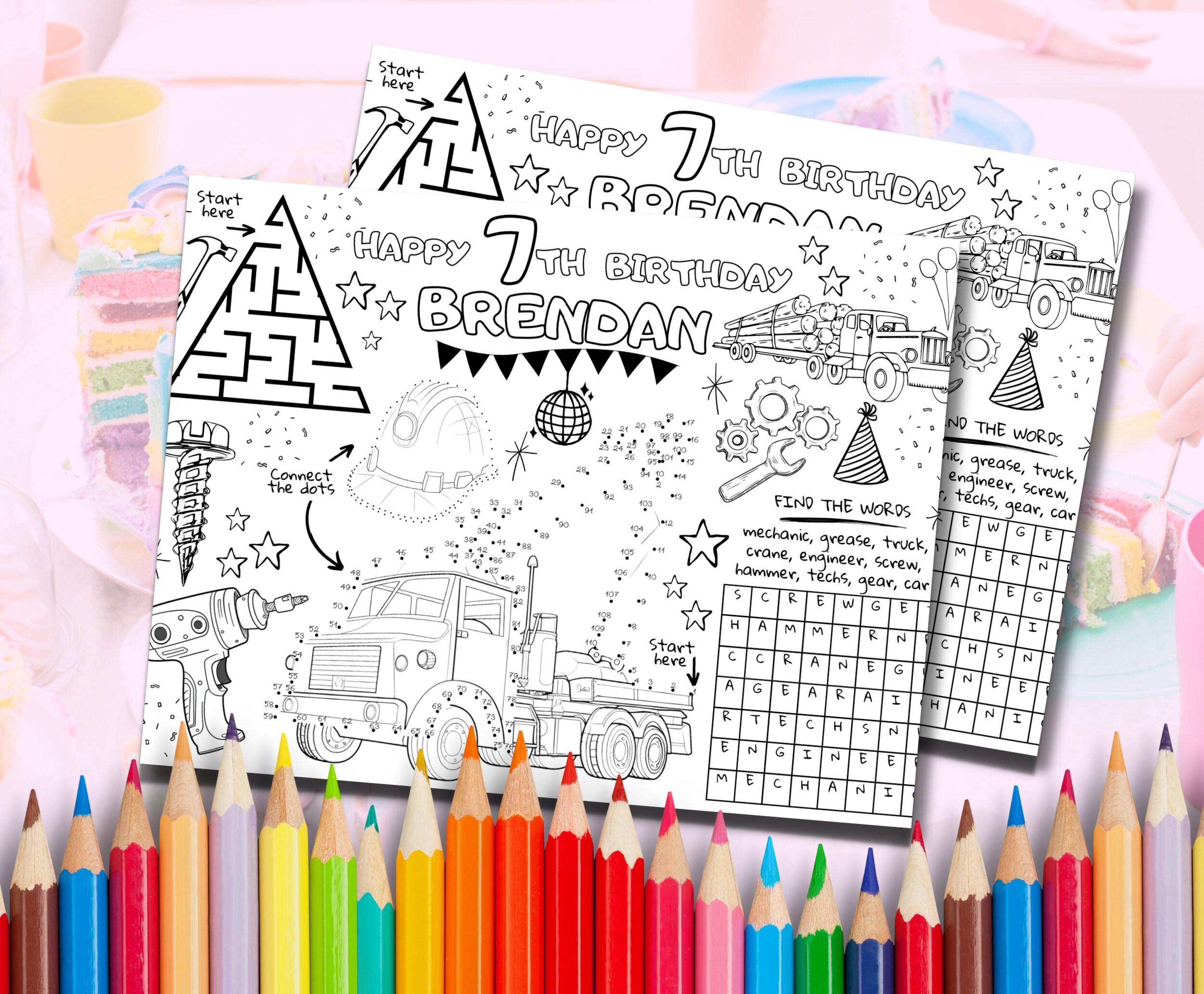 Editable Kids Party Activity Sheet, Personalized Birthday Coloring Page ...