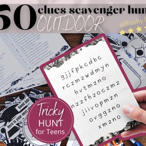 Printable Teens Outdoor Scavenger Hunt, Instant Download Super Difficult Treasure Hunt Game, Forest Treasure Hunt in the Nature, Clue game