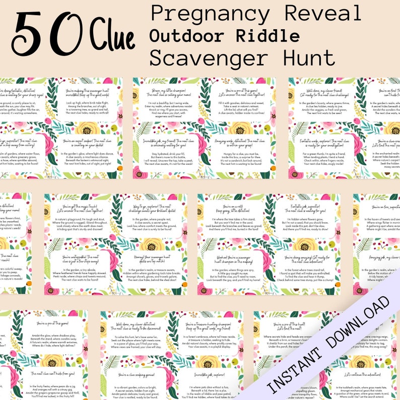 Pregnancy Reveal Outdoor Scavenger Hunt for Siblings Treasure Hunt
