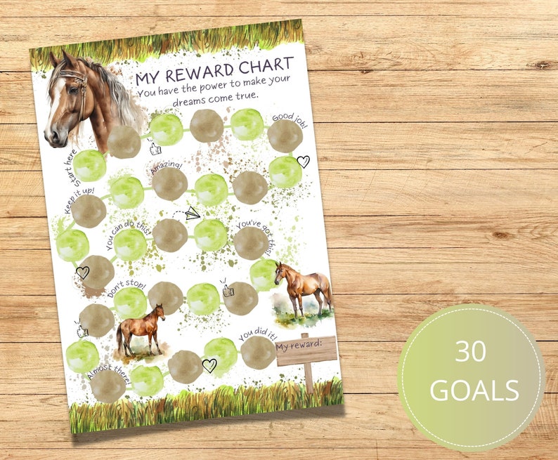 Printable Horse Riding Reward Chart, Kids Behavior Core Chart PDF Instant Download, Toddlers ...