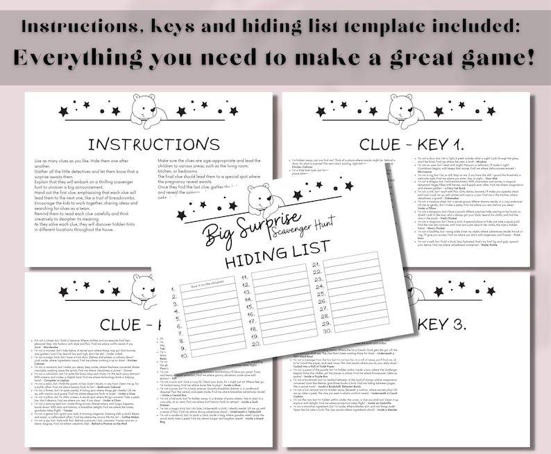 Pregnancy Reveal Indoor Scavenger Hunt for Siblings Treasure Etsy