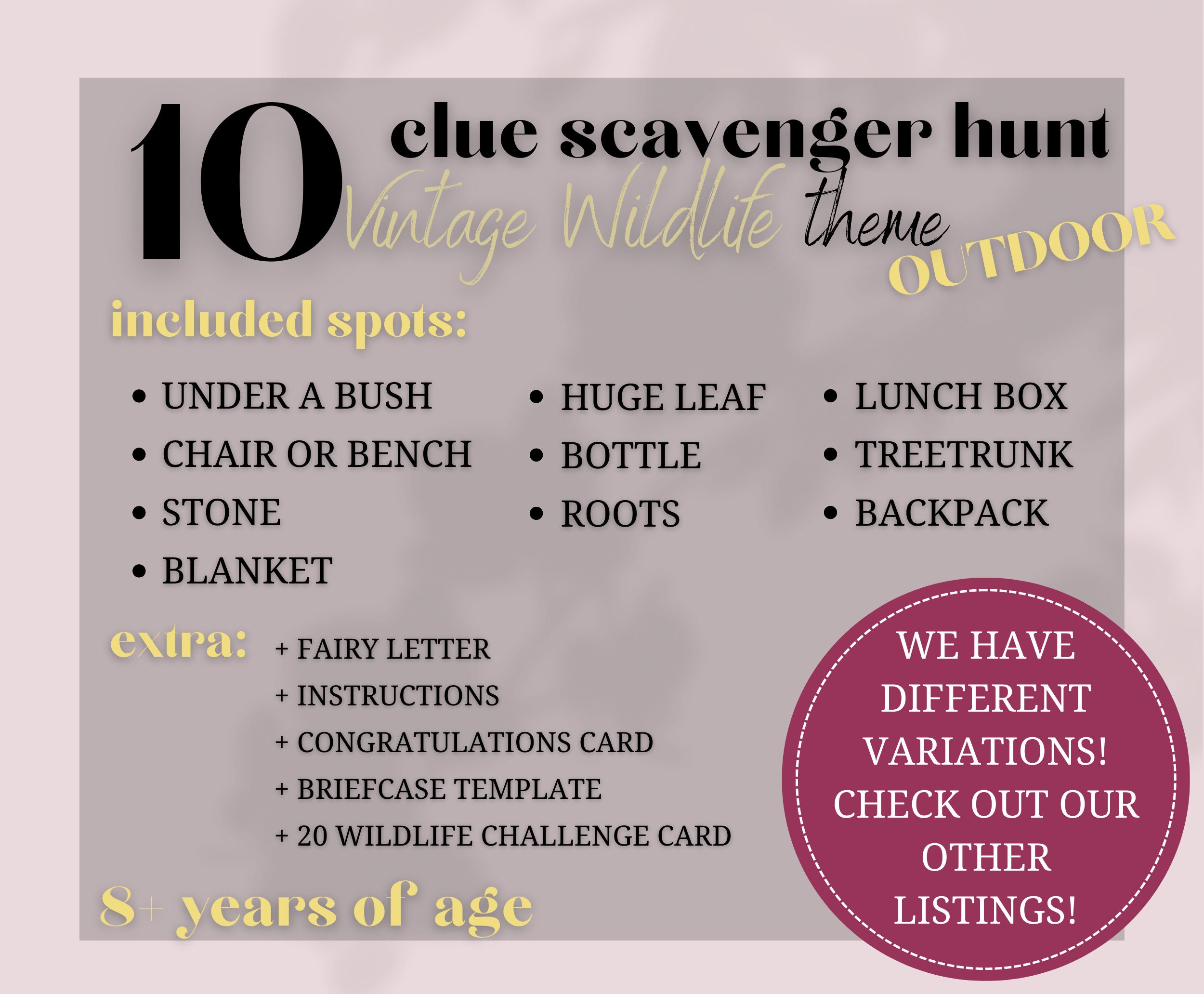 Outdoor Printable Wildlife Detective Scavenger Hunt Instant - Etsy