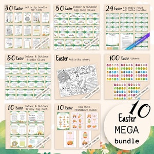 Easter MEGA Bundle with 10+1 Games for Kids, Easter Egg Hunt, Easter Party Game, Friendly Feud, Easter Printable Indoor & Outdoor Activites