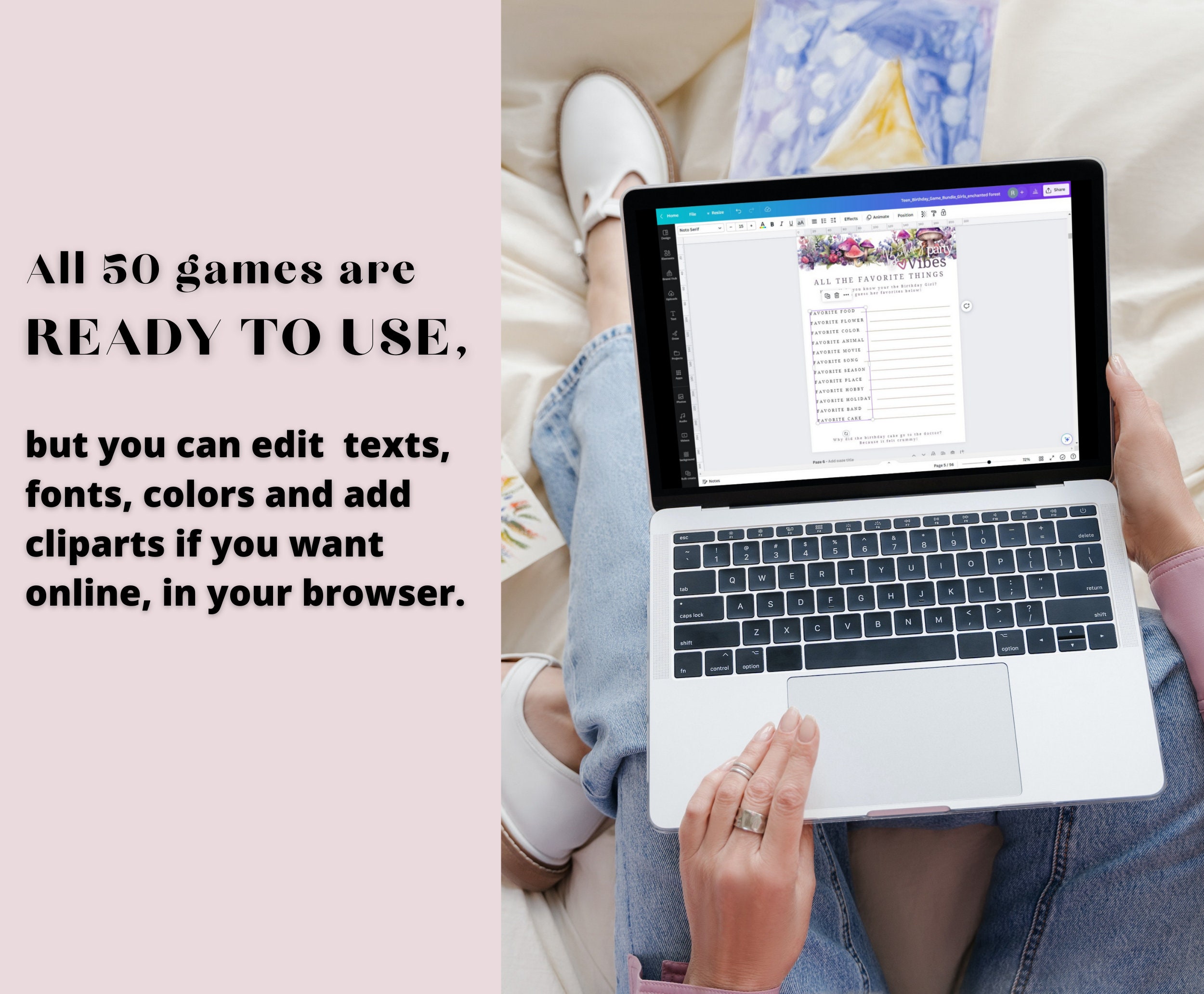 50pc Ultimate Teen Girls Party Games Bundle, Printable Games for Her ...
