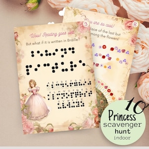 Indoor Printable Princess Secret Castle Scavenger Hunt, Instant Download Kids Backyard Treasure Hunt Activities, Girls Tricky Clue Game