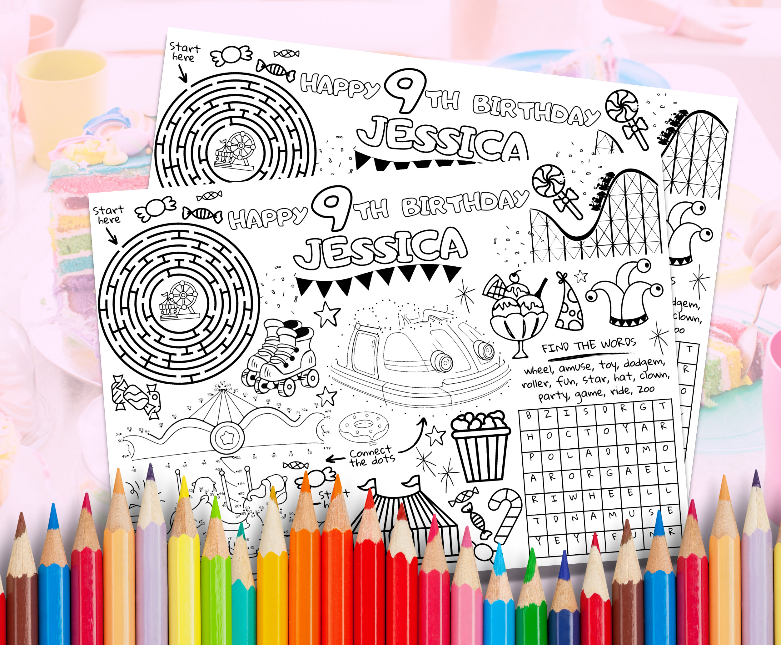 Editable Kids Party Activity Sheet for Commercial Use, Personalized ...