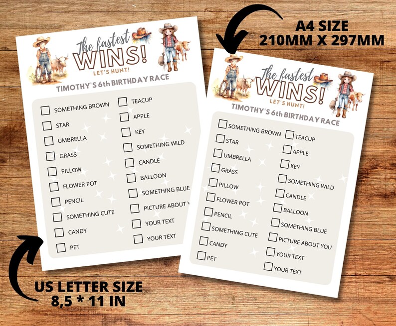 Fully Editable Printable Scavenger Hunt Template, Personalizable Party Supply, Tresure Hunt ...