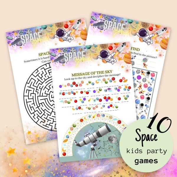 Space Game Party Game, 10+1 Printable Kids Astronaut Game, Space Party Birthday Game, Downloadable Family Game, UFO Party Game