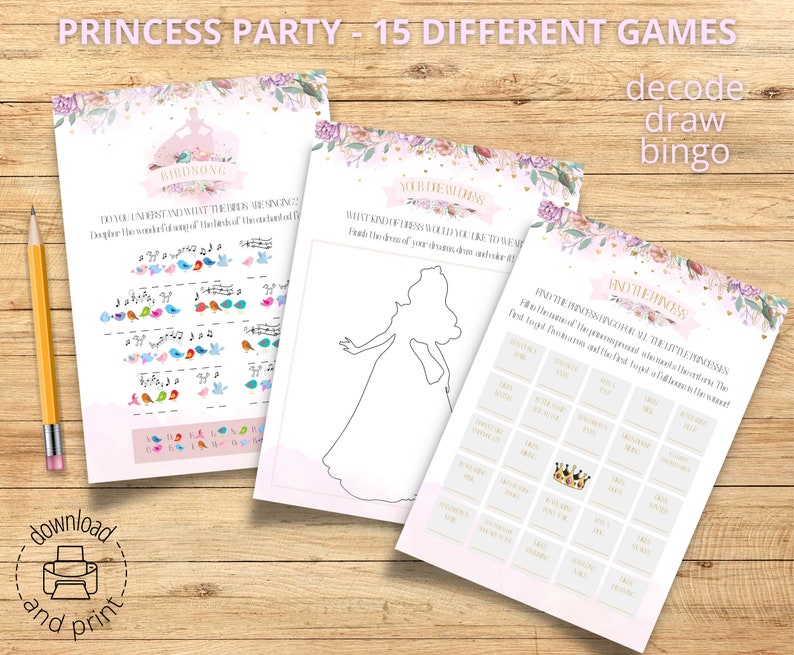 Princesses Party Game, 15 Printable Games for Girls, Little Girls ...