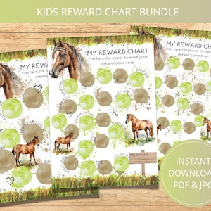 Gráfico de recompensas para montar a caballo imprimible, Gráfico básico de comportamiento de los niños Descarga instantánea en PDF, Pegatina del programa de refuerzo positivo para niños pequeños y adolescentes