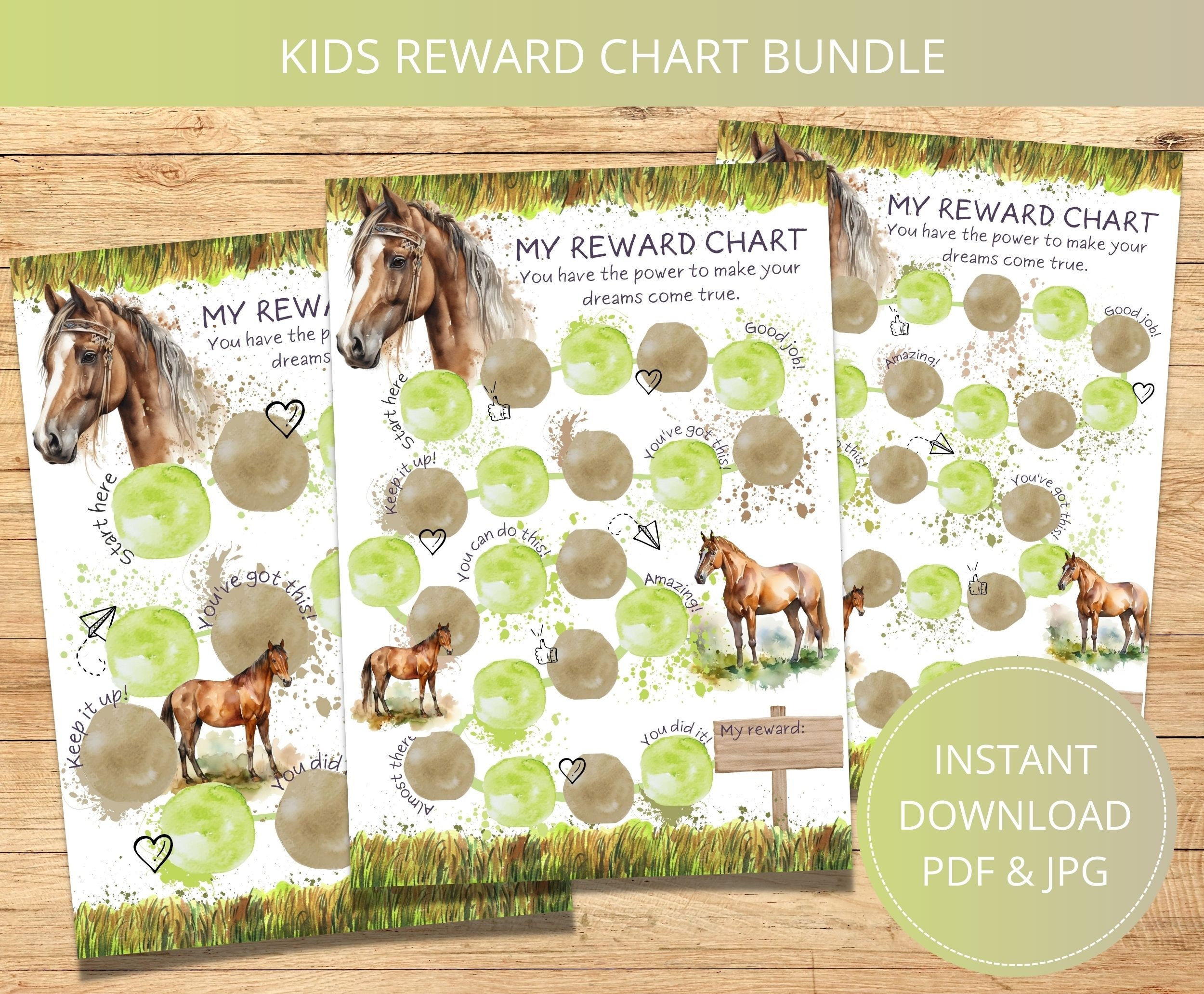 Printable Horse Riding Reward Chart, Kids Behavior Core Chart PDF Instant Download, Toddlers ...