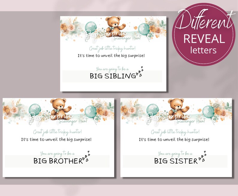 Pregnancy Reveal Indoor Scavenger Hunt for Siblings, Treasure Hunt Clue