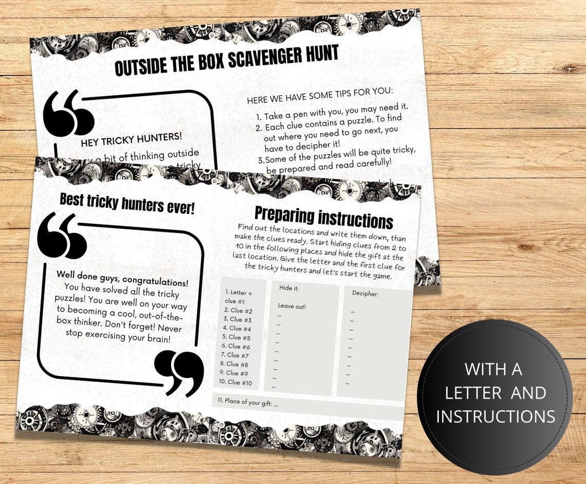Fully Editable PrintableScavenger Hunt Template Personalizable