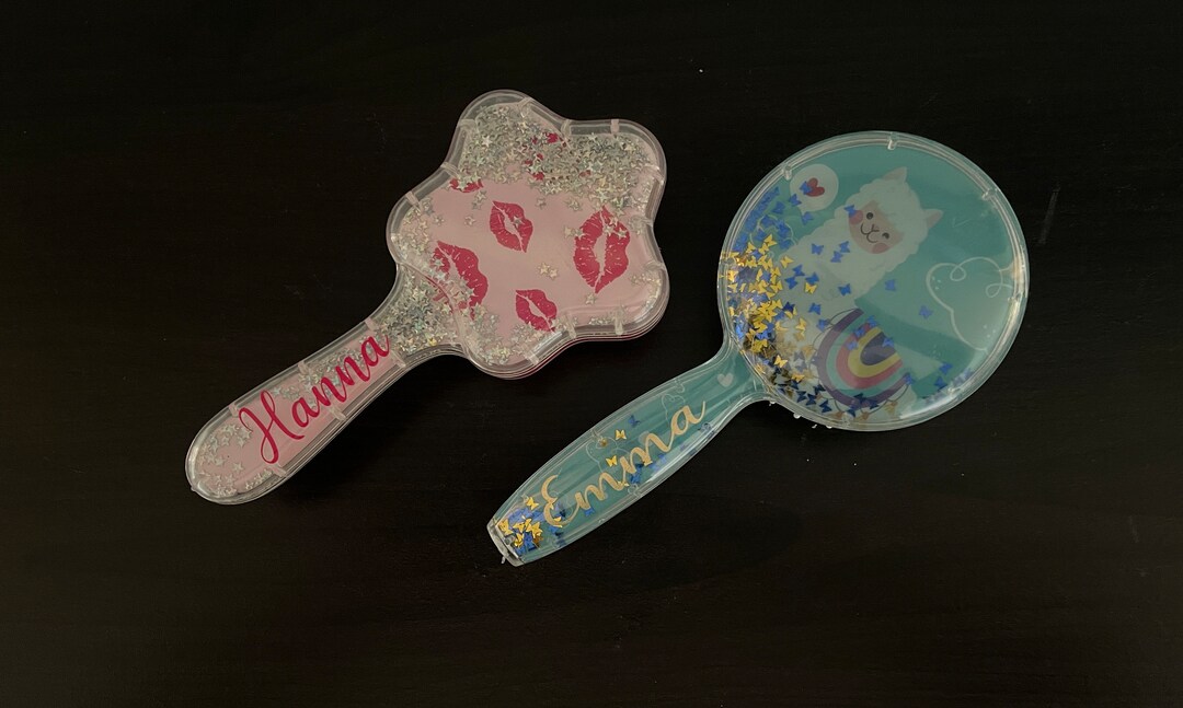 Personalized Girls Glitter Hair Brush Etsy