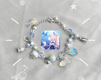 Anime Y2K Kokomi Bracelet, Y2K Bead Bracelet, Handmade Bracelet
