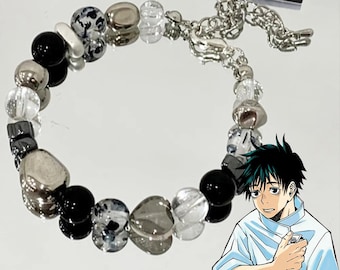 Y2K Jujutsu Kaisen Charm Bracelet, Manga Bracelet, Y2K Bead