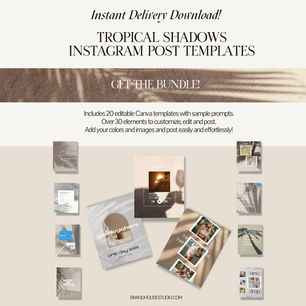 20 Tropical Shadows Instagram Templates for Canva