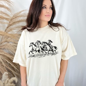 Western Horses T-Shirt, Cowgirl Rider Graphic Tee, Gift For Horse Lover, Country Music Gifts, Comfort Colors Shirt