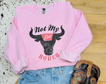 Pas mon premier rodéo Western style vintage sweat-shirt, pull ras du cou graphique cow-girl / cowboy melon