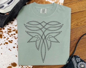 Boot Stitch T-shirt, Cute Western Boots Rodeo Graphic Tee, Gift For Cowgirl, Country Music Outfits, Comfort Colors Shirt