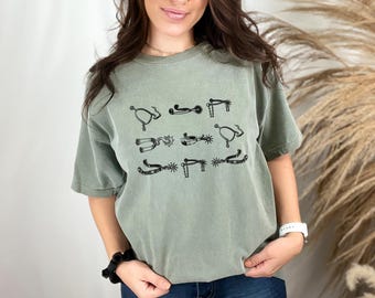 T-shirt Cowboy Spurs, T-shirt vintage stijl westernlaarzen, T-shirt cowgirl, T-shirt Comfort Colors