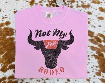 Not My First Rodeo Western Graphic T-shirt Top, Vintage Inspired Tee Shirt, Comfort Colors Tee