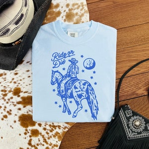 Ride Or Die Cowgirl T-shirt, Vintage Inspired Western Shirt, Oversized Rodeo Horse Graphic Tee, Comfort Colors Shirt