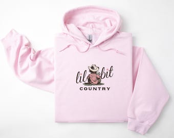 Lil Bit Country Hoodie, Countrymusik Hoodie, Vintage Style Cowgirl Sweatshirt, Western Grafik Hoodie, Geschenke für Sie