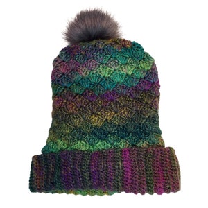 Cancer Survivor Gift - Brave Mermaid Black Velvet Lined Medium Beanie with Dark Gray Pom Pom