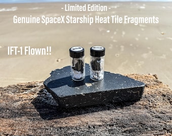 Genuine SpaceX Starship Heat Tile Fragments 2pc Custom Gift Set w/ Display Glasses (Flight-1 Flown!) Collector’s Set!
