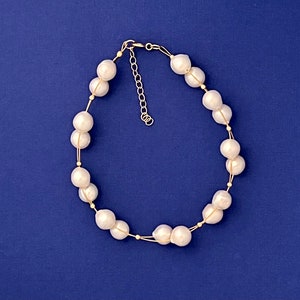 Large Baroque Pearl Bracelet with Gold Plated Beads, Self-Designed Baroque Bracelet, Gift for Her, Gift for Mon, Real Pear, Freshwater Pearl