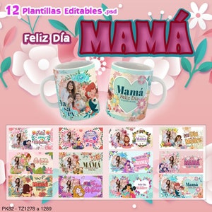 12 Diseños Para sublimar Tazas Plantillas Feliz Dia Mamá