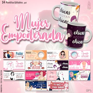 14 Plantillas para sublimar tazas con diseños del Día de La Mujer