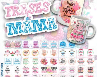 Premium Sublimation Pack: 24 Templates for Sublimating Mugs, Designs with Phrases for Mother's Day - Fonts and Mockups Included