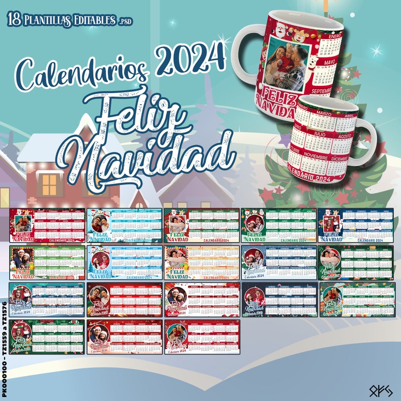 18 Templates to Sublimate 11oz Mugs for 2024 Calendars. Merry Christmas