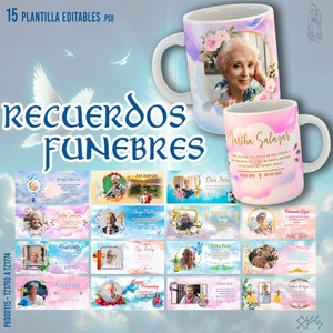 15 Plantillas para sublimar tazas de 11 oz con diseños de recuerdos funebres