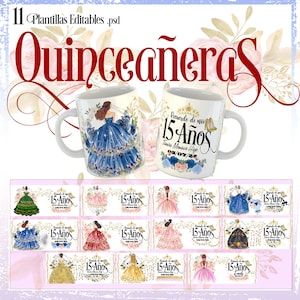 11 Templates to Sublimate Cups for Quinceanera Parties