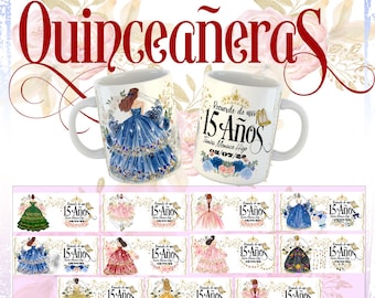 11 Templates for Sublimating Mugs for Quinceañera Parties