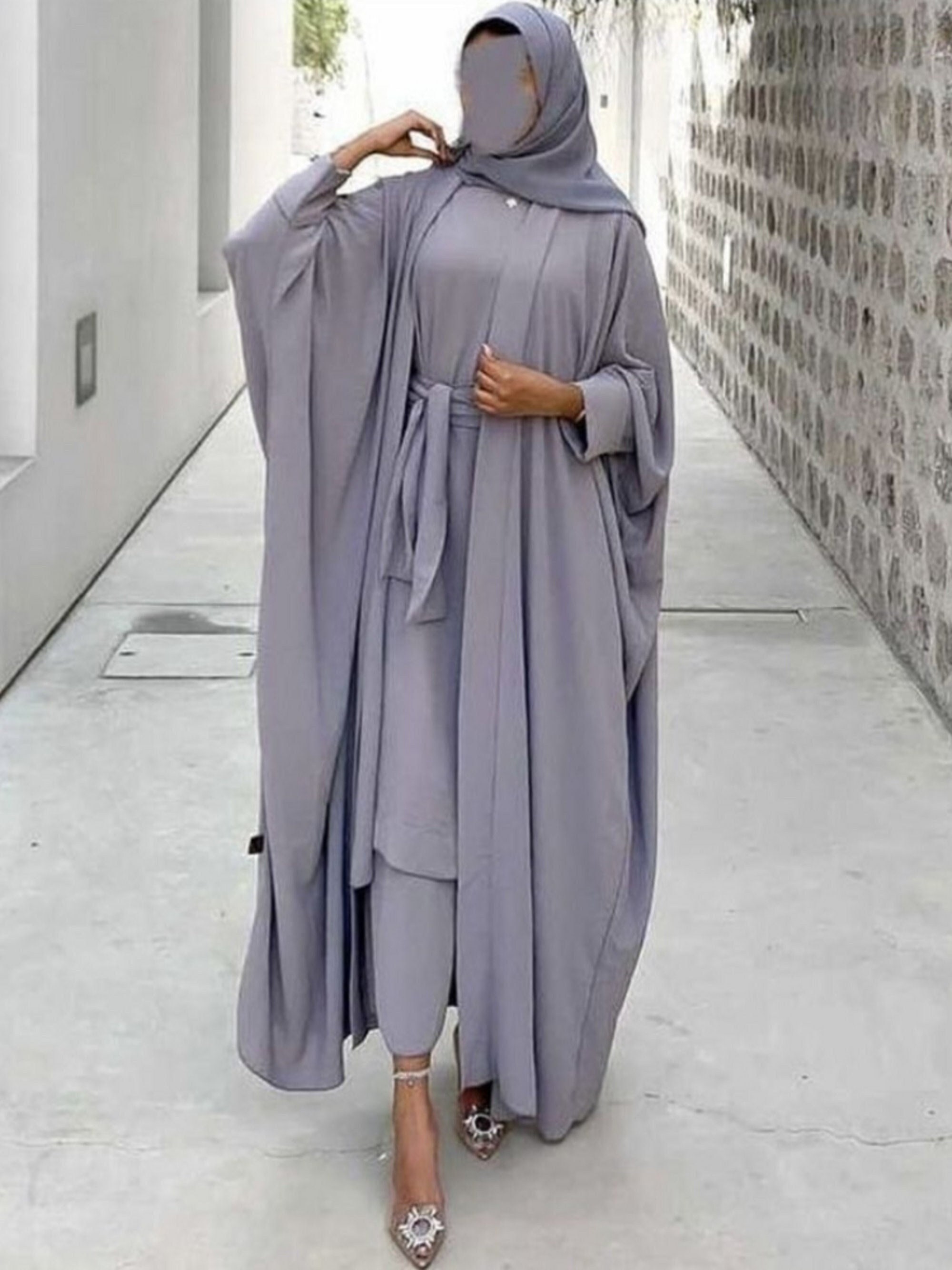2 Piece Wrap Abaya Set Moroccan Abaya Dubai Kimono - Etsy