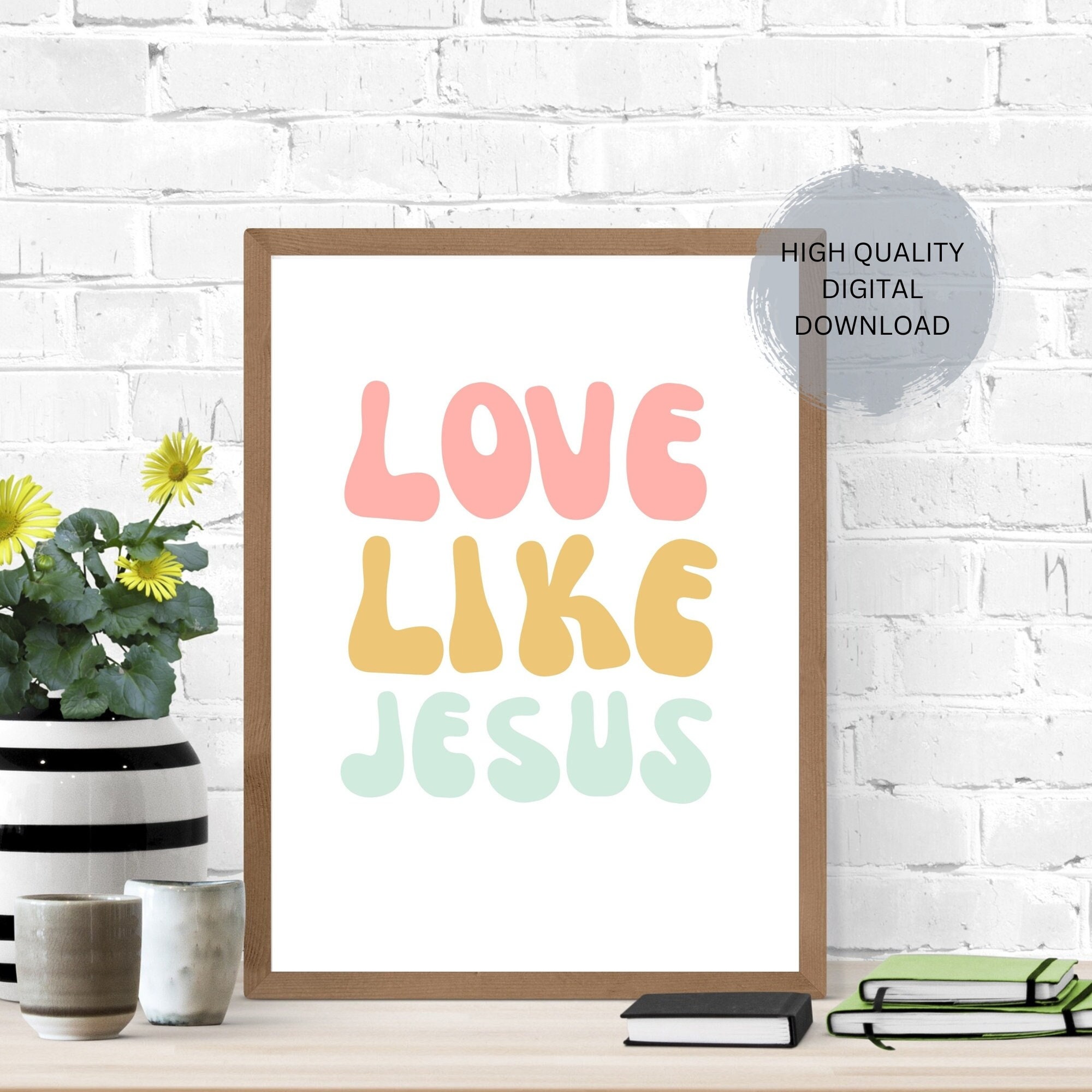Love Like Jesus Printable, Jesus 70s, Modern Christian Art, Retro 70s ...