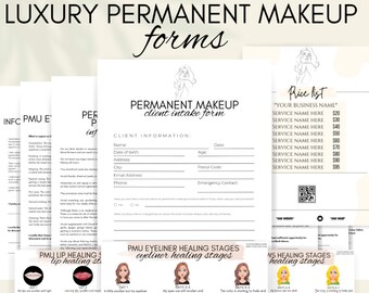 Permanent Makeup Forms | Editable PMU Consent Form Template | Printable Client Intake Forms| PMU Beauty Salon Forms | PMU Aftercare Cards