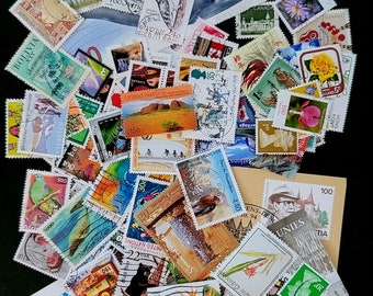 Stamp collection used stamps for collages, scrapbook and crafts