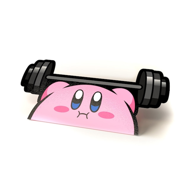 Kirby Lifting Weights Barbell - Décalcomanies pour voiture, ordinateur portable, téléphone, console