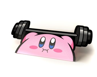 Kirby Lifting Weights Barbell - Aufkleber für Auto, Laptop, Telefon, Konsole