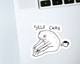 Self Care Frog Sticker - Decals for car, laptop, phone, console